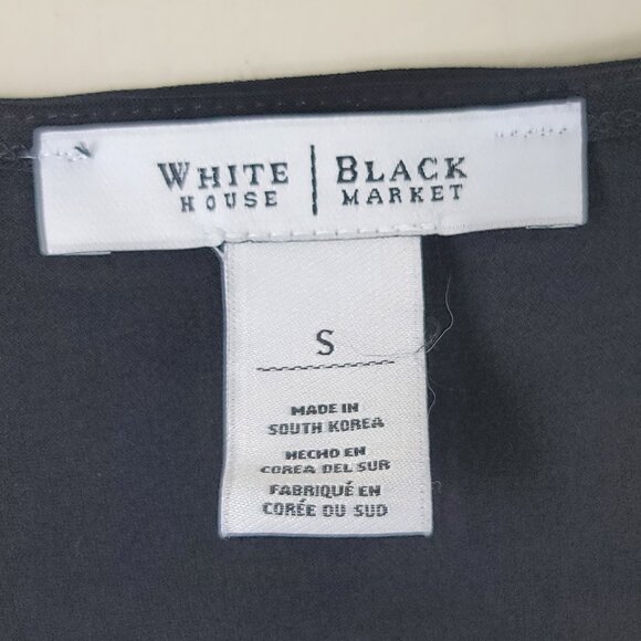 White House Black Market Womens Black V-Neck Tunic Top Gathered Front Detail - Picture 7 of 9